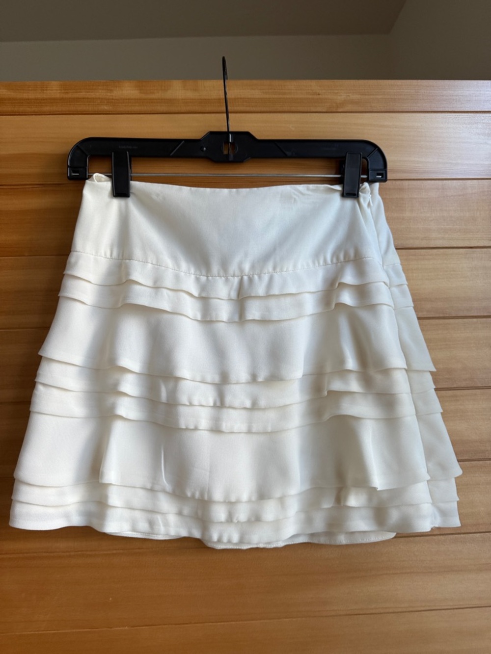 French Connection Cream Tiered Ruffle Mini Skirt